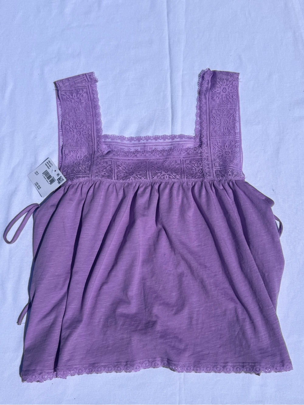 American Eagle Outfitters Purple Lace-Trim Tank Top